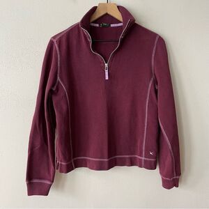 Eddie Bauer Maroon Red Quarter Zip Sweater - Size: XS